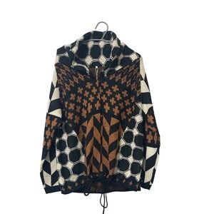 Geometric Aztec Casual Knit Cardigan Brown Black White Snap Front Size‎ Small